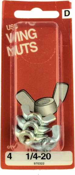 Hillman 1/4-20 USS Wing Nuts - 4 Pack