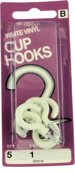 1" White Vinyl Cup Hooks - 5 Pack H-970719