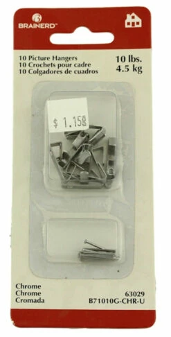 10 Pound Capacity Picture Hangers 10-Pak B71010G-CHR-U