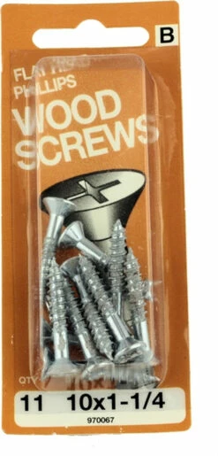Hillman #10 X 1-1/4" Flat Head Wood Screws - 11 Pack