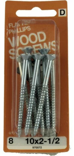 Hillman #10 X 2-1/2' Flat Head Phillips Wood Screw 8-Pak H-970072