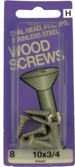 Hillman #10 X 3/4" Oval Phillips Head Wood Screws 8-Pak H-970437