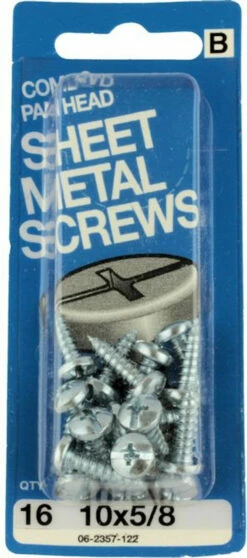 Hillman #10 X 5/8" Phillips Flat Sheet Metal Screws 16-Pak H-06-2357-122