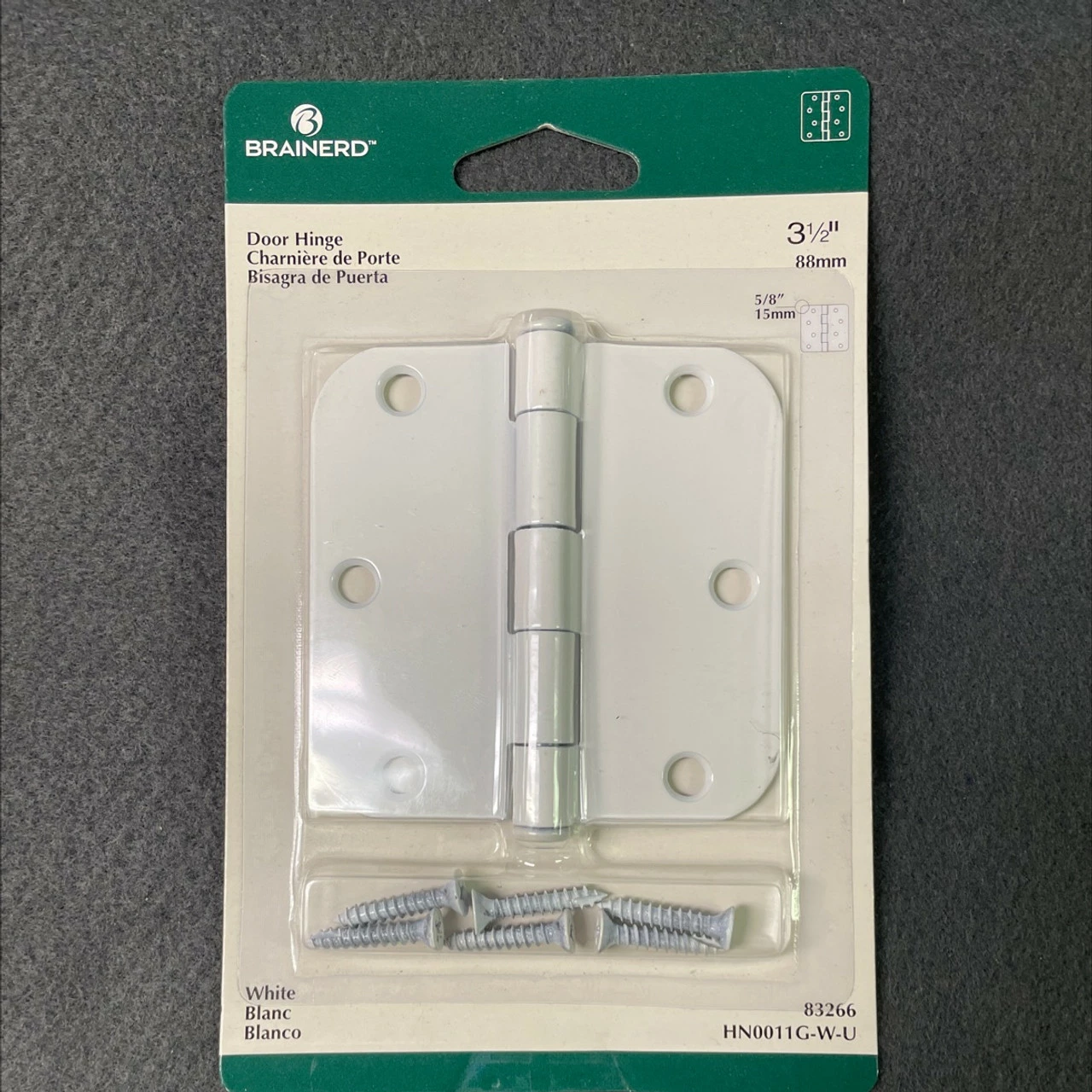 (5-pack) 3-1/2" Hinge 5/8" Radius Round Corner White 3 (5-pack) 3-1/2" Hinge 5/8" Radius Round Corner White