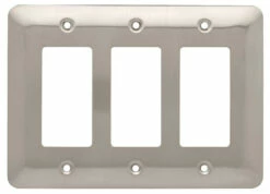 Liberty Hardware - Stamped Round Decorative Triple Rocker Switch Plate - Satin Nickle - 126442