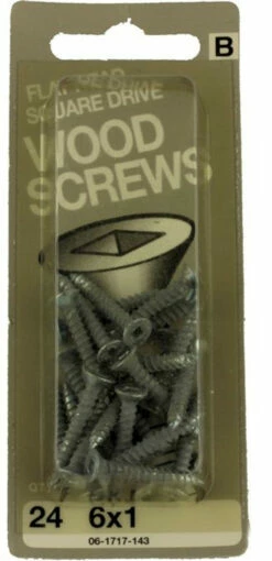 Hillman 24 Pak 6 X 1" Wood Screw Flat Head Square Drive H-06-1717-143
