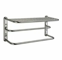 18" Towel Shelf With 2 Bars Polished Chrome