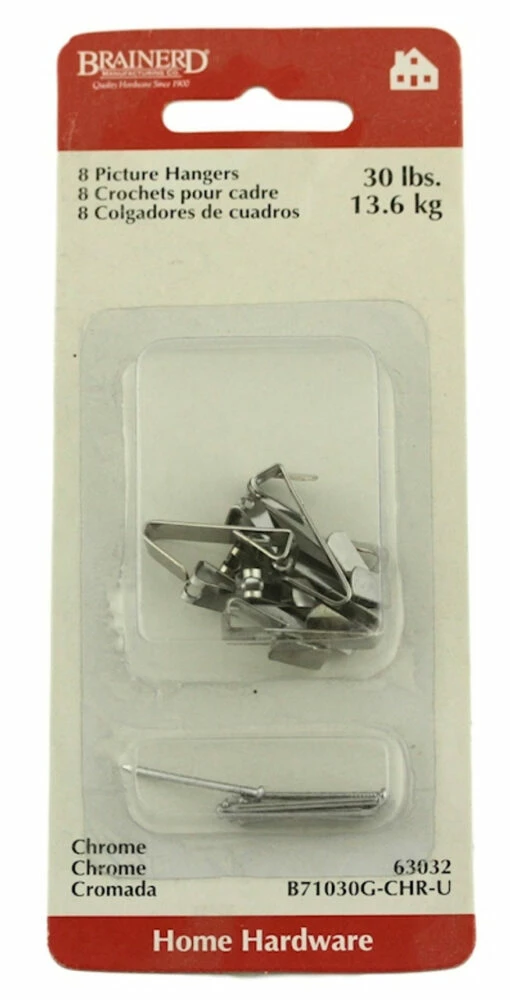 30 Pound Capacity Picture Frame Hanger - 8 Sets B71030G-CHR-U 1 30 Pound Capacity Picture Frame Hanger - 8 Sets B71030G-CHR-U -Liberty Sale 30 pound capacity picture frame hanger 8 sets b71030g chr u 2 09823.1660146972