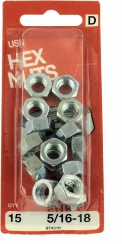 5/16-18 USS Hex Nuts - 15 Pack