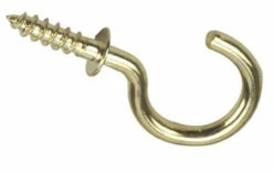 5/8" Cup Hook W/ Shoulder Brass Plated (100 PER BAG)