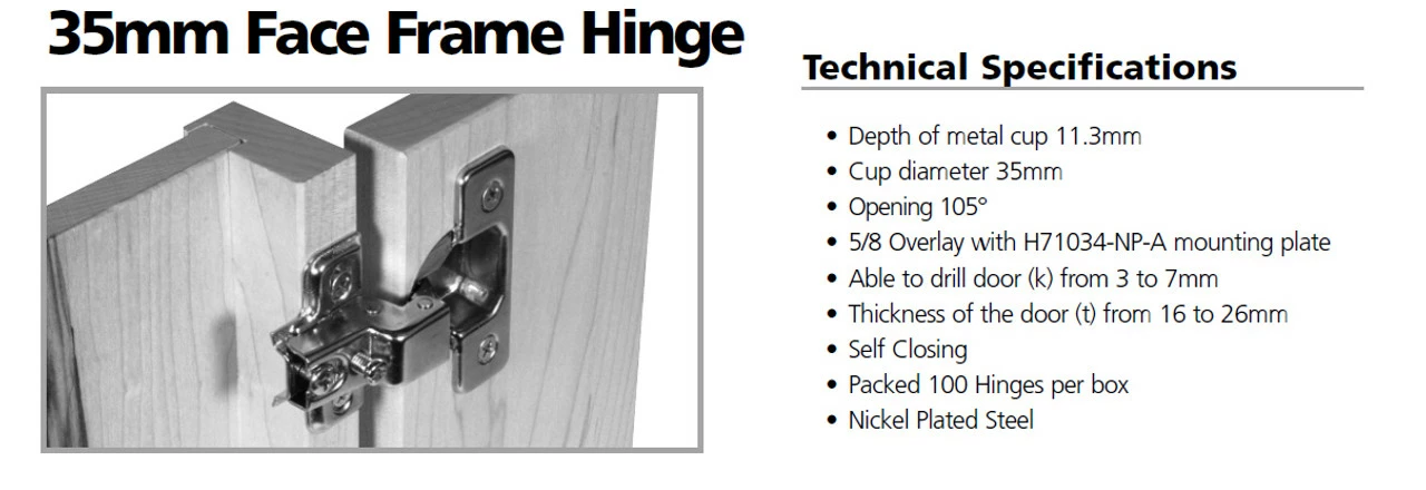 Liberty 5/8" Overlay Concealed Hinge For Face Frame Cabinets H71037-NP-A 7 Liberty 5/8" Overlay Concealed Hinge For Face Frame Cabinets H71037-NP-A - Image 5