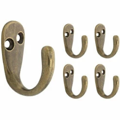 5-Pack Franklin Brass Single Prong Robe Hook In Antique Brass FBSPRH5-AB-C
