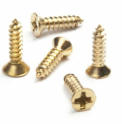 5 X 1/2" Flat Head Screw - Phillips Head - Brass Plated - (25 Pcs)