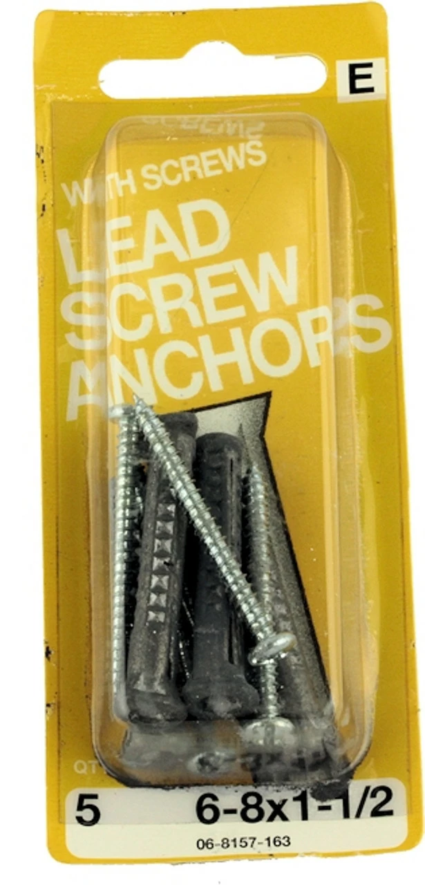 Hillman 6 - 8x1-1/2" Lead Screw Anchors With Screws 3 Hillman 6 - 8x1-1/2" Lead Screw Anchors With Screws