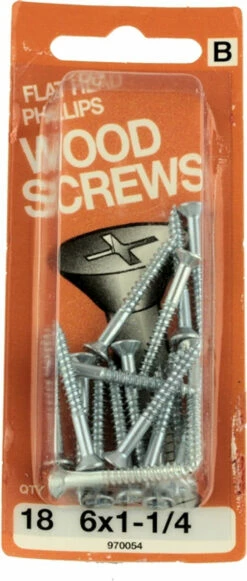 Hillman 6 X 1-1/4" Flat Head Wood Screws - 18 Pack H-970054