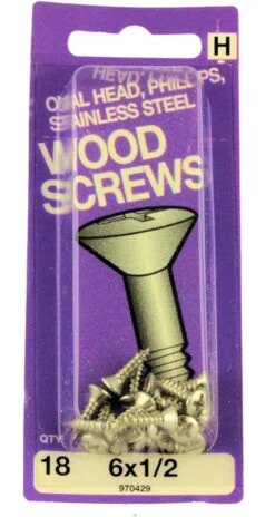 Hillman #6 X 1/2" Oval Head Wood Screws - 18 Pack H-970429