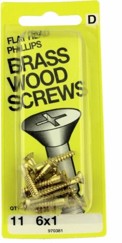 Hillman #6 X 1" Flat Head Brass Wood Screws H-970381