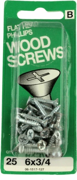 Hillman 6 X 3/4" Flat Head Phillips Wood Screws - 25 Pack H-06-1517-127