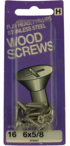 Hillman #6 X 5/8" Stainless Steel Flat Phillips Wood Screws 16-Pak H-970447