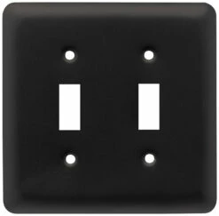 Stamped Round Double Switch Wall Plate- Flat Black