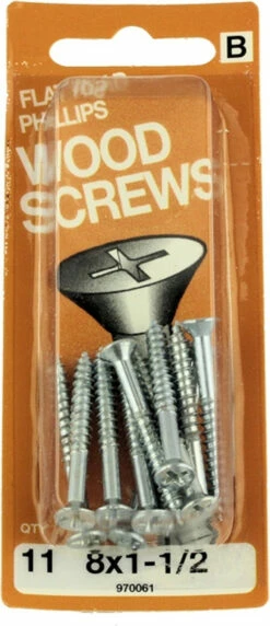 Hillman #8 X 1-1/2" Flat Head Wood Screws - 11 Pack