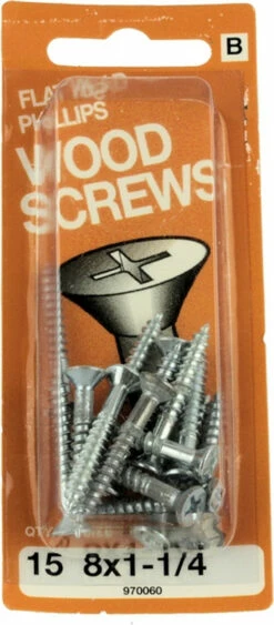 Hillman #8 X 1-1/4" Flat Head Wood Screws - 15 Pack H-970060