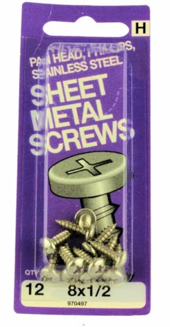 Hillman #8 X 1/2" Pan Head Sheet Metal Screws - 12 Pack