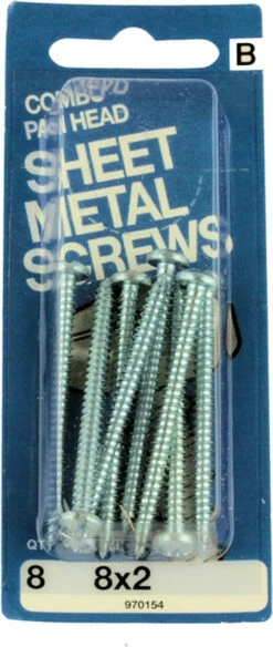 Hillman #8 X 2" Combo Pan Head Sheet Metal Screws - 8 Pack H-970154