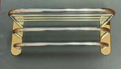 18" Towel Shelf With 2 Bars Brass And Chrome