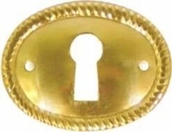 Early American Oval Keyhole Cover Stamped Brass