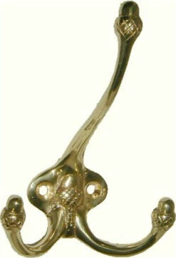 Front Mount Acorn Triple Coat Hook Brass