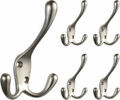 (5-Pack) Tri Hook Satin Nickel