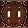 Double Switch Wall Plate - French Lace - Sponged Copper -Liberty Sale L 64262 50928.1661878109