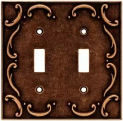 Double Switch Wall Plate - French Lace - Sponged Copper