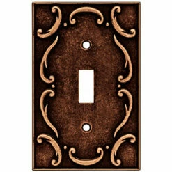 Single Switch Wall Plate - French Lace - Sponged Copper