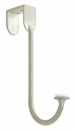 Liberty Single Over The Door Satin Nickel Hook With Ceramic Insert