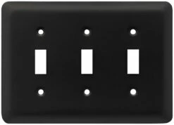 Stamped Round Triple Switch Wall Plate- Flat Black