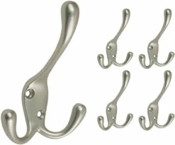 (5-Pack) Light Duty Tri Hook Satin Nickel