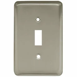 Liberty Single Switch Stamped Round Wall Plate Satin Nickel