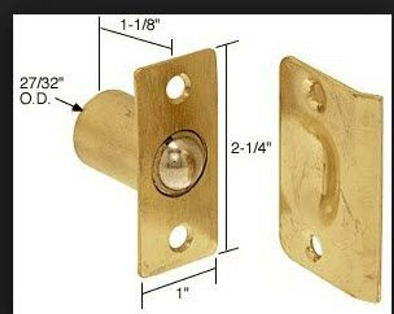 Adjustable 5/8" Ball Catch & Strike & Screws - Brass HH-48-3024 4 Adjustable 5/8" Ball Catch & Strike & Screws - Brass HH-48-3024 - Image 2