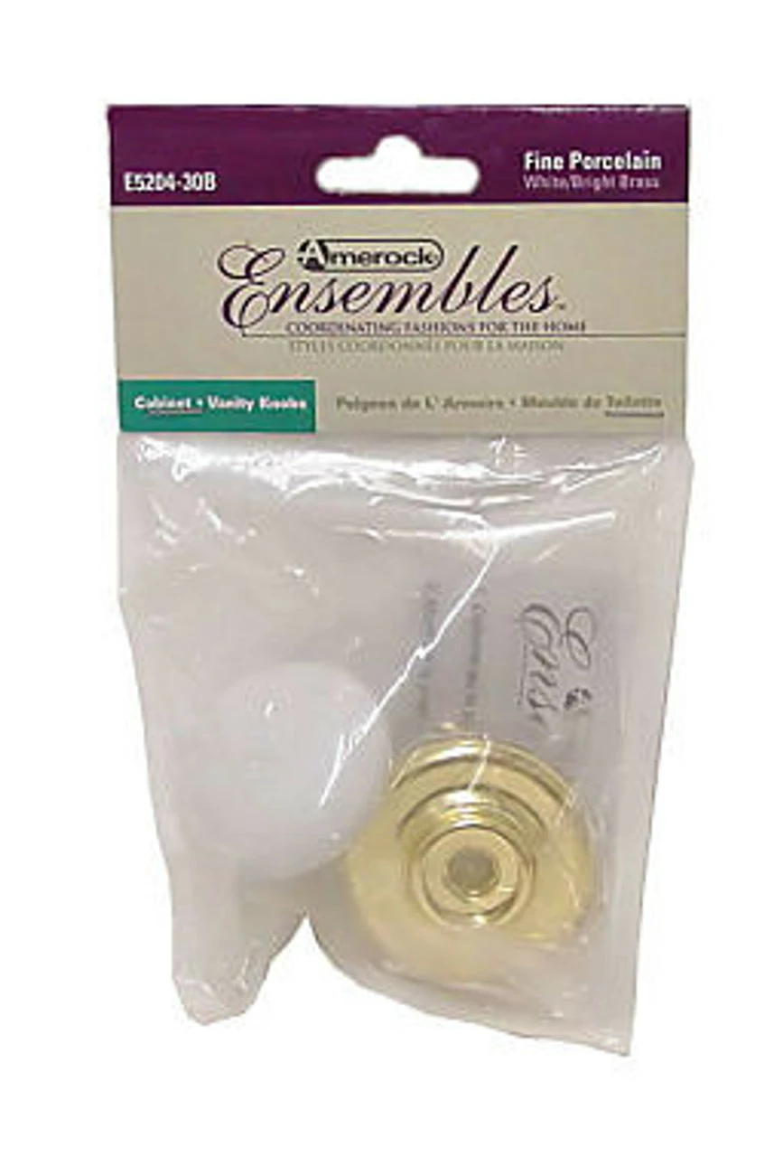Amerock 1-3/8" Ensembles Porcelain Knob White With Bright Brass 4 Amerock 1-3/8" Ensembles Porcelain Knob White With Bright Brass - Image 2