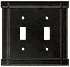 Liberty Arts & Crafts Double Switch Wall Plate - Soft Iron (144062)
