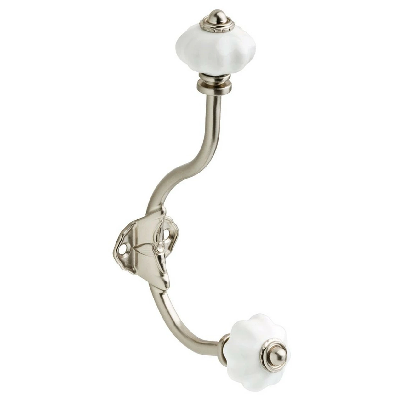 Liberty Ceramic Finial Hook White And Satin Nickel 3 Liberty Ceramic Finial Hook White And Satin Nickel