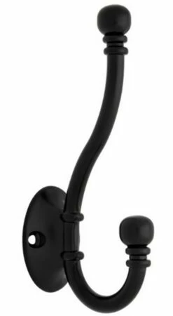 Ball End 5 1/8" Two Prong Coat Hook - Flat Black P2669BLK