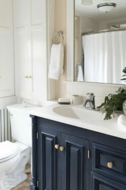 Butt Hinge - Brass Plated - 2" X 1-1/2" H11-H537DBP2 -Liberty Sale brass and blue bathroom makeover 1 69495.1659383286