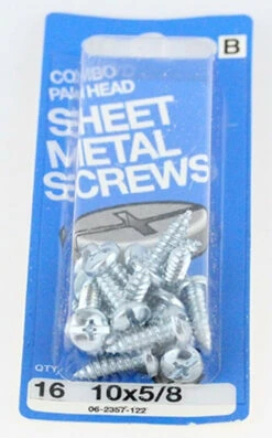 Hillman Combo, Pan Head Sheet Metal Screw - 10 X 5/8" - 16 Pack H-970158