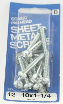 Hillman Combo, Pan Head Sheet Metal Screws - 10 X 1 1/4" - 12 Pack H-970161