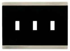 Basic Stripe Triple Switch Wall Plate - Satin Nickle And Flat Black - 135762