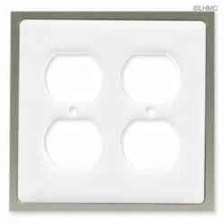 Liberty Double Duplex Outlet Wall Plate- White Ceramic W/ Chrome LQ-69649