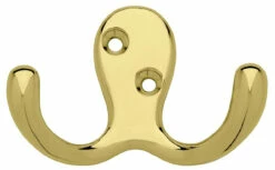 Liberty Double Prong Brass Plated Coat Hook - B59104Z-PB-C